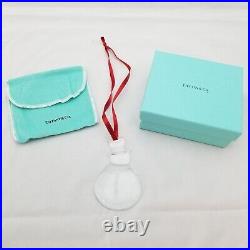 Tiffany Crystal Snowman Christmas Glass Ornament with Original Dust Bag and Box
