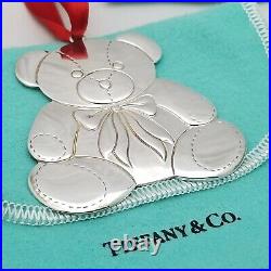Tiffany Sterling Silver Teddy Bear Christmas Ornament withDust Bag, Cloth & Box