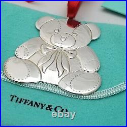 Tiffany Sterling Silver Teddy Bear Christmas Ornament withDust Bag, Cloth & Box