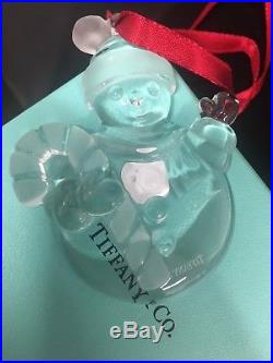 Tiffany & co Christmas snowmen crystal ornament 3l x 2.5w