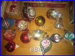 VINTAGE 305 MERCURY GLASS CHRISTMAS ORNAMENTS INDENT POLAND GERMANY Shiny Brite