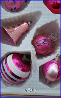 VINTAGE CHRISTMAS TREE MERCURY GLASS PINK WEST GERMANY POLAND SHINY BRITE LOT 24