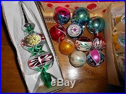 VINTAGE MERCURY GLASS CHRISTMAS ORNAMENTS & TREE TOPPER POINTED POLISH INDENTS
