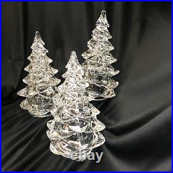 VTG Toscany Clear 24% Lead Crystal Glass Christmas Tree Figurine 8 Set Of 3