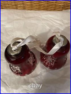 Vintage 2003 2 Lot Waterford Christmas Snow Crystals Red Bell Ornament