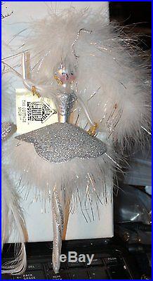 Vintage 9 Large Christmas ornament blown glass feather lady figural rare Italy