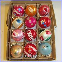 Vintage Christmas Hand Painted Glass Mica Poland Ornaments IOB T39 #2