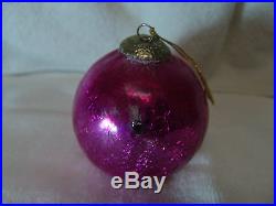 Vintage Christmas Kugel Large Ornament Pink Crackle Free Shipping Germany