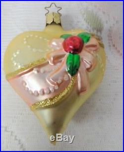 Vintage Christmas Tree Glass Puffy Heart Germany Excellent Ornament