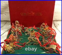 Vintage Danbury Mint Gold & Crystal Sparkling Christmas Ornaments Set Of 25 RARE