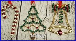 Vintage Danbury Mint Gold & Crystal Sparkling Christmas Ornaments Set Of 25 RARE