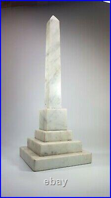 Vintage Italian Obelisk Art Deco Westminster White Marble Ornament Home Decor