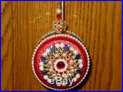 Vintage June Zimonick Christmas Easter Ornament Drum Mirror Swarovski Crystals