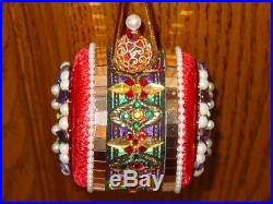 Vintage June Zimonick Christmas Easter Ornament Drum Mirror Swarovski Crystals