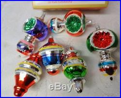 Vintage Kurt's Adler Christmas Indents Glass Teardrop Reflector Ornaments 12pcs