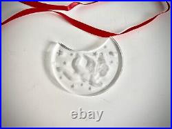 Vintage Lalique Crystal Ornament Christmas Moon Shaped WithWinged Cherub