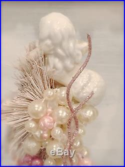Vintage Mermaid Figurine, Vintage Ornaments, Pink Christmas, Bottle Brush Tree