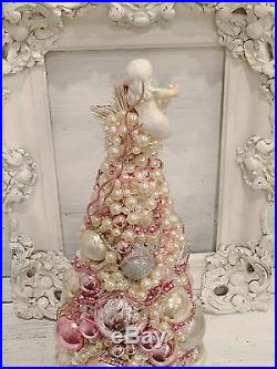 Vintage Mermaid Figurine, Vintage Ornaments, Pink Christmas, Bottle Brush Tree