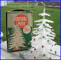 Vintage Peerless CRYSTAL PINE TREE with MERCURY GLASS ORNAMENTS & Box Complete