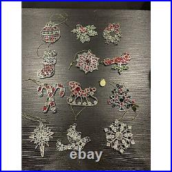 Vintage Set of 12 Danbury Mint Dazzling Crystal Christmas Ornaments 2.5 Tall