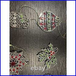 Vintage Set of 12 Danbury Mint Dazzling Crystal Christmas Ornaments 2.5 Tall