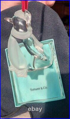 Vintage Tiffany & Co. 2002 Crystal Penguin Christmas Ornament 88936