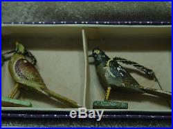 Vintage/antique Birds 4 Christmas Ornaments 2 Tall 2 3/4 Long Free Shipping