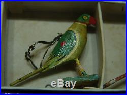 Vintage/antique Birds 4 Christmas Ornaments 2 Tall 2 3/4 Long Free Shipping