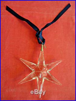 Vtg 1993 Swarovski Crystal Star Snowflake Xmas Ornament Dark Blue Swarovski Box