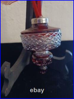 Vtg 2002 Waterford Cut Crystal Red Cased Ball Spire 4 Christmas Ornament with Box