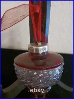 Vtg 2002 Waterford Cut Crystal Red Cased Ball Spire 4 Christmas Ornament with Box