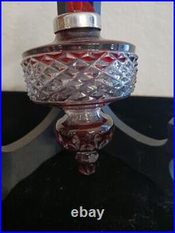 Vtg 2002 Waterford Cut Crystal Red Cased Ball Spire 4 Christmas Ornament with Box