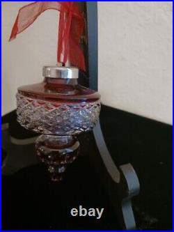 Vtg 2002 Waterford Cut Crystal Red Cased Ball Spire 4 Christmas Ornament with Box