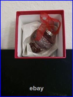 Vtg 2002 Waterford Cut Crystal Red Cased Ball Spire 4 Christmas Ornament with Box