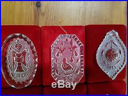 WATERFORD 12 DAYS OF CHRISTMAS Crystal Ornaments 1978-1995 Inclusive