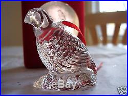 WATERFORD CRYSTAL 12 DAYS OF CHRISTMAS 1995 1st ED PARTRIDGE ORNAMENT MIB