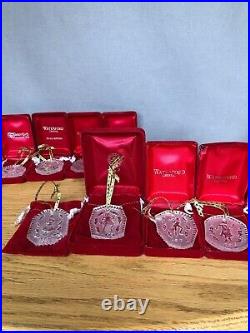 WATERFORD CRYSTAL 12 DAYS OF CHRISTMAS ORNAMENTS 10/12 ORNAMENTS IN BOX With POUCH