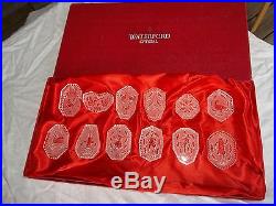 WATERFORD CRYSTAL 12 DAYS OF CHRISTMAS ORNAMENTS COMPLETE SET, WITH BOX