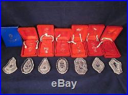WATERFORD CRYSTAL Annual Christmas Ornament COMPLETE SET of 7 with 1982 Partridge