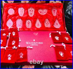 WATERFORD CRYSTAL CHRISTMAS ORNAMENTS 1978-1989 in Fitted Box 5- 12 days of XMas