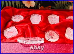 WATERFORD CRYSTAL CHRISTMAS ORNAMENTS 1978-1989 in Fitted Box 5- 12 days of XMas