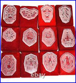 WATERFORD CRYSTAL TWELVE DAYS CHRISTMAS ORNAMENTS COMPLETE SET OF 12 In Boxes
