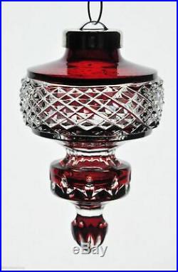 WATERFORD Crystal 2002 Annual Cased Ball Ruby Red Spire Ornament Christmas