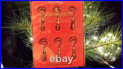 WATERFORD Crystal Boxed Set of 6 Ornament Enhancers Green, Red, Clear EUC