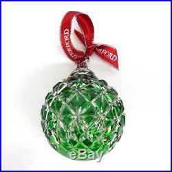 WATERFORD Crystal Emerald Green Case Ball 2014 Annual Ornament CHRISTMAS 164579