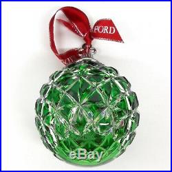 WATERFORD Crystal Emerald Green Case Ball 2014 Annual Ornament CHRISTMAS 164579