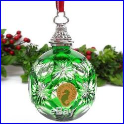 WATERFORD Crystal Emerald Green Cased Ball Annual Ornament CHRISTMAS 156419 HTF