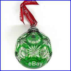 WATERFORD Crystal Emerald Green Cased Ball Annual Ornament CHRISTMAS 156419 HTF