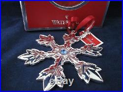 WATERFORD SILVER SNOWFLAKE CHRISTMAS ORNAMENT BLUE CRYSTAL NEWithBOX