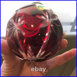 WATERFORD2007 RED CASED Crystal Ball Ornament 2nd in Series NEW IN BOX